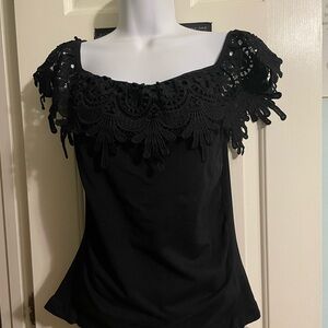 Chic Black Lace Off-Shoulder Blouse